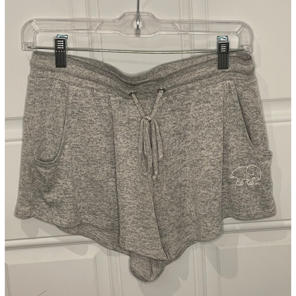 Ivory Ella XS Heather Gray Lounge Shorts Elephant Logo Drawstring Pockets